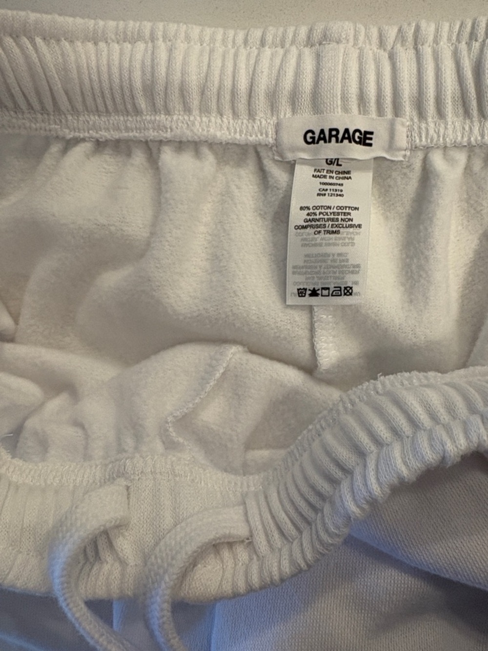 Garage Fleece Joggers ~ Large ~ White - Picture 5 of 9